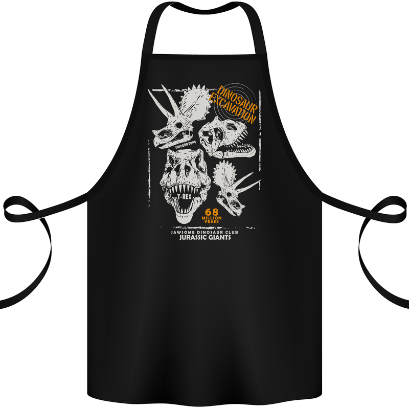 Dinosaur Excavation Palaeontology Cotton Apron 100% Organic Black