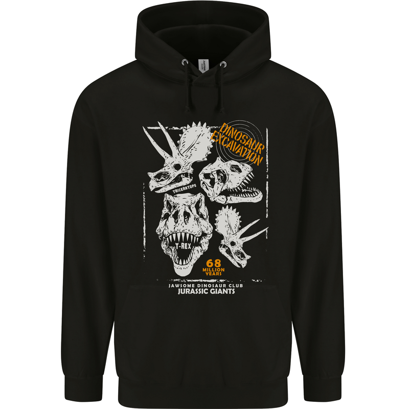 Dinosaur Excavation Palaeontology Mens 80% Cotton Hoodie Black