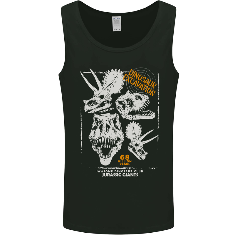 Dinosaur Excavation Palaeontology Mens Vest Tank Top Black