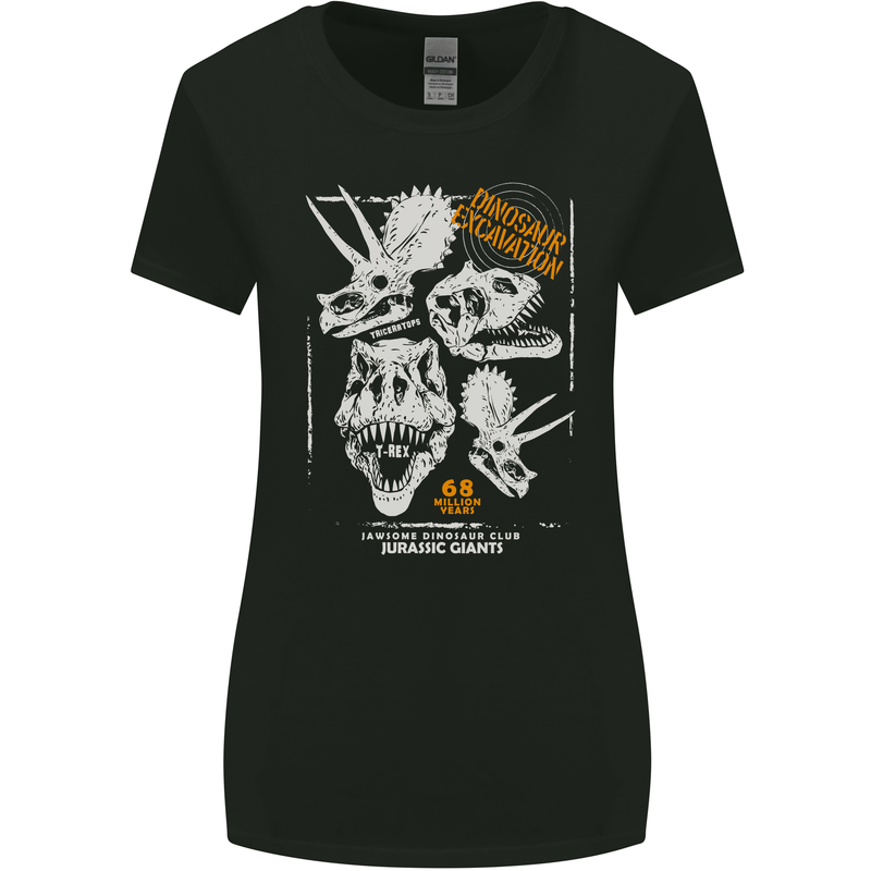Dinosaur Excavation Palaeontology Womens Wider Cut T-Shirt Black