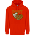 Dinosaur Fossil Paleontology Skeleton Mens 80% Cotton Hoodie Bright Red