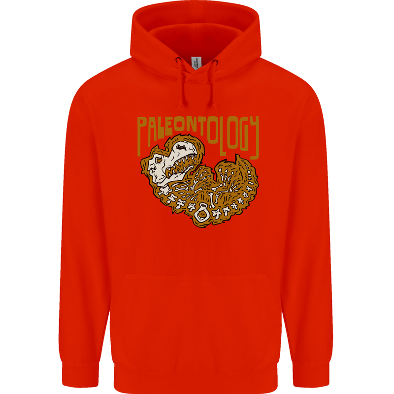 Dinosaur Fossil Paleontology Skeleton Mens 80% Cotton Hoodie Bright Red