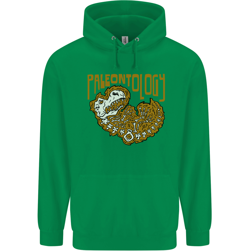 Dinosaur Fossil Paleontology Skeleton Mens 80% Cotton Hoodie Irish Green