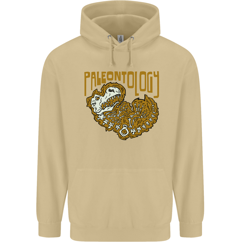 Dinosaur Fossil Paleontology Skeleton Mens 80% Cotton Hoodie Sand