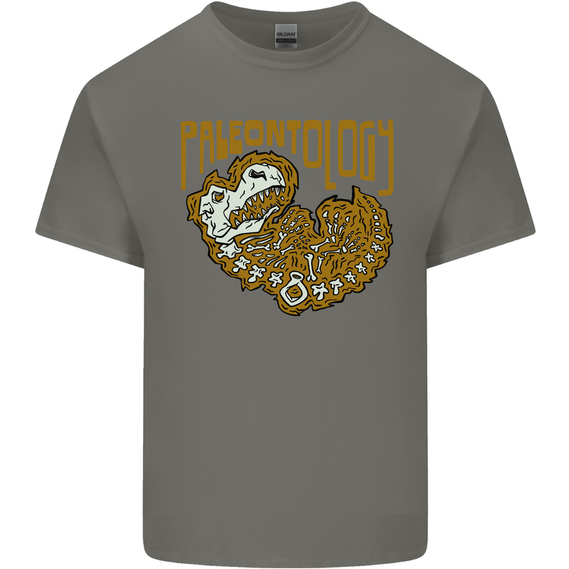 Dinosaur Fossil Paleontology Skeleton Mens Cotton T-Shirt Tee Top Charcoal