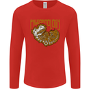 Dinosaur Fossil Paleontology Skeleton Mens Long Sleeve T-Shirt Red