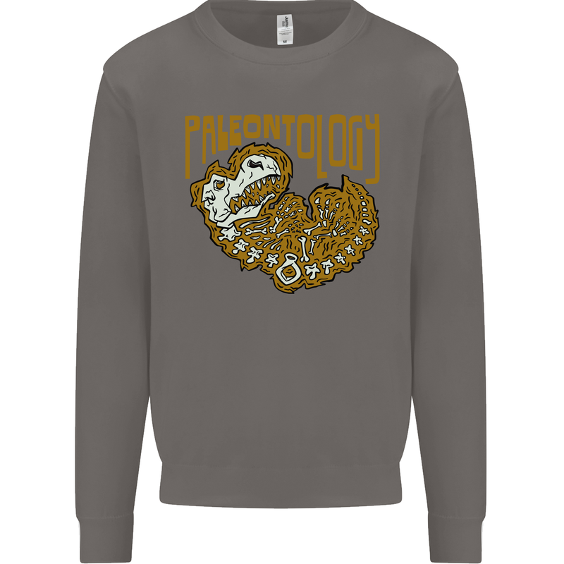 Dinosaur Fossil Paleontology Skeleton Mens Sweatshirt Jumper Charcoal