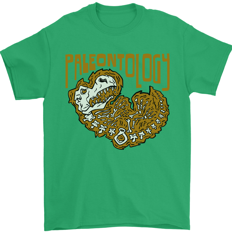 Dinosaur Fossil Paleontology Skeleton Mens T-Shirt 100% Cotton Irish Green