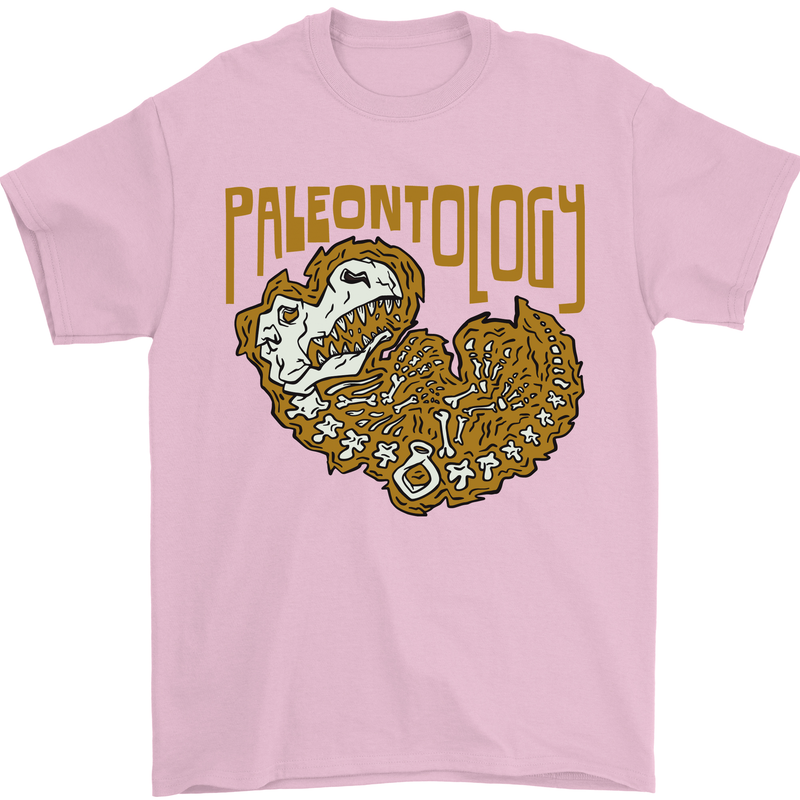 Dinosaur Fossil Paleontology Skeleton Mens T-Shirt 100% Cotton Light Pink