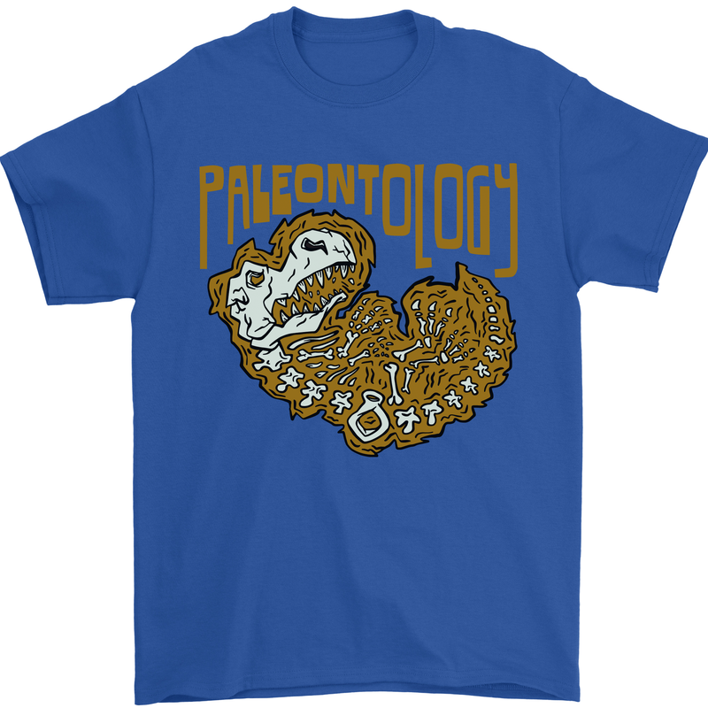 Dinosaur Fossil Paleontology Skeleton Mens T-Shirt 100% Cotton Royal Blue
