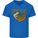 Dinosaur Fossil Paleontology Skeleton Mens V-Neck Cotton T-Shirt Royal Blue