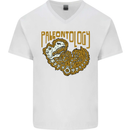 Dinosaur Fossil Paleontology Skeleton Mens V-Neck Cotton T-Shirt White