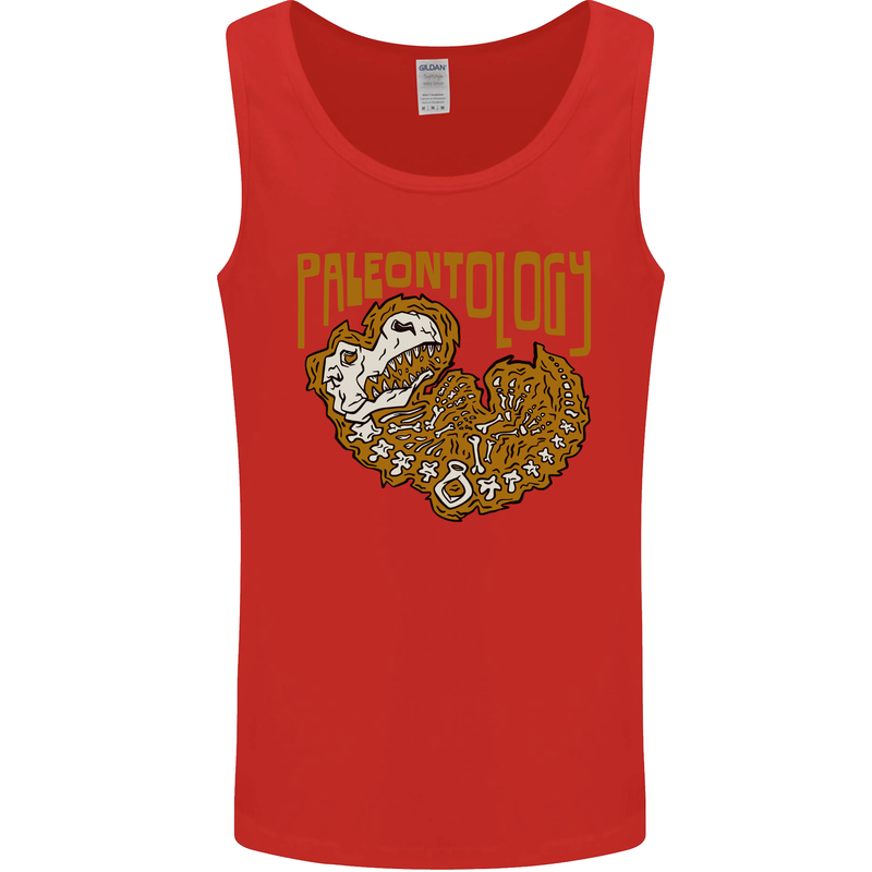 Dinosaur Fossil Paleontology Skeleton Mens Vest Tank Top Red