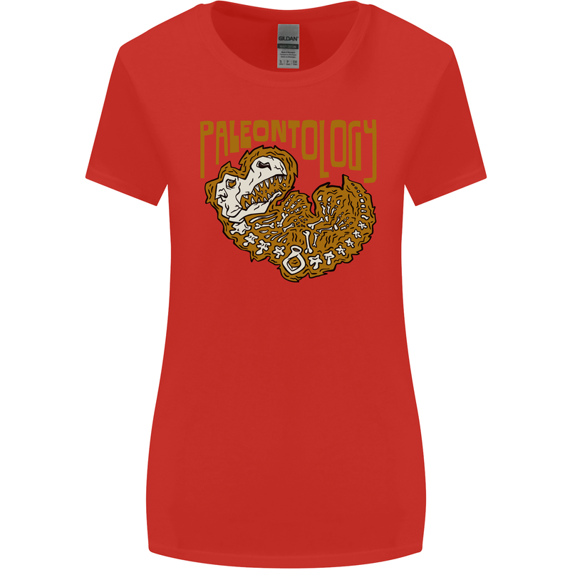 Dinosaur Fossil Paleontology Skeleton Womens Wider Cut T-Shirt Red