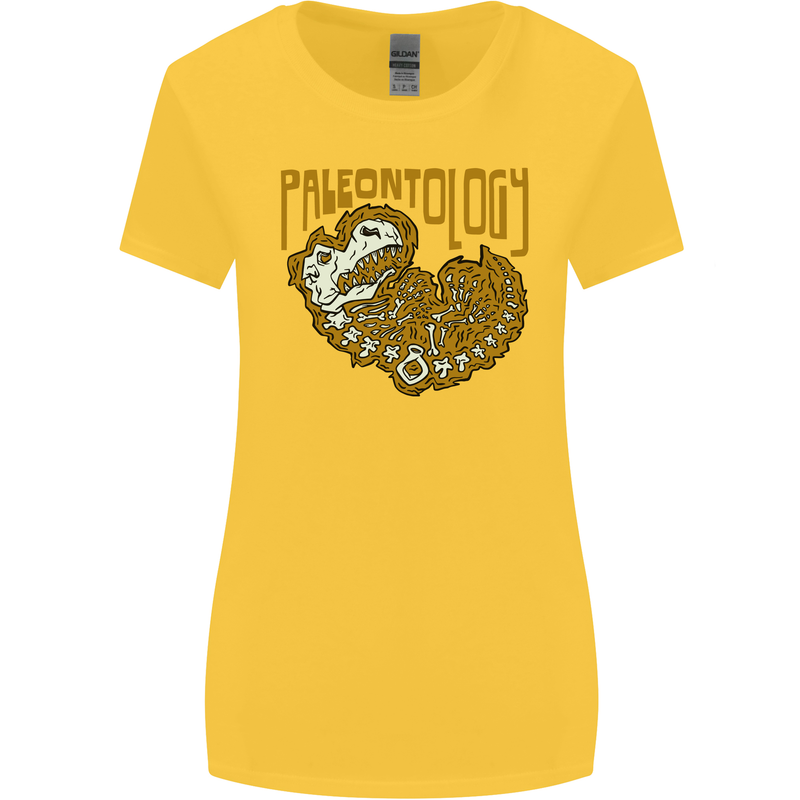 Dinosaur Fossil Paleontology Skeleton Womens Wider Cut T-Shirt Yellow