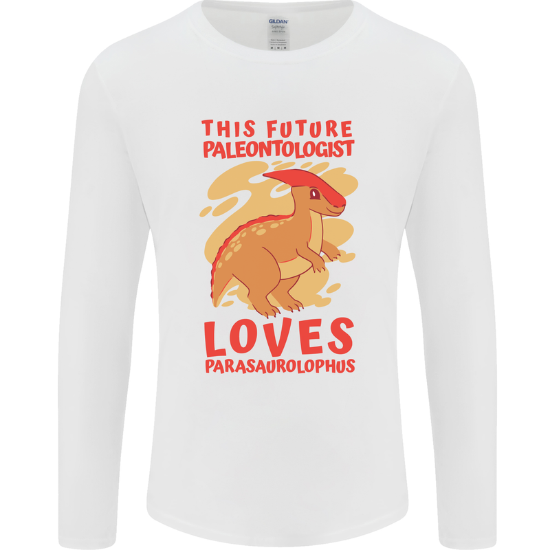 Dinosaur Palaeontologist Loves Parasaurolophus Mens Long Sleeve T-Shirt White