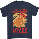 Dinosaur Palaeontologist Loves Parasaurolophus Mens T-Shirt 100% Cotton Navy Blue