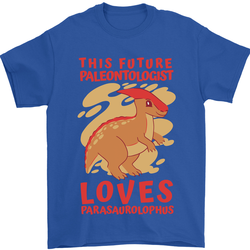 Dinosaur Palaeontologist Loves Parasaurolophus Mens T-Shirt 100% Cotton Royal Blue