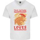 Dinosaur Palaeontologist Loves Parasaurolophus Mens V-Neck Cotton T-Shirt White
