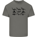 Dinosaur Types T-Rex Stegosaurus Triceratops Mens Cotton T-Shirt Tee Top Charcoal