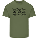 Dinosaur Types T-Rex Stegosaurus Triceratops Mens Cotton T-Shirt Tee Top Military Green