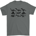 Dinosaur Types T-Rex Stegosaurus Triceratops Mens T-Shirt 100% Cotton Charcoal