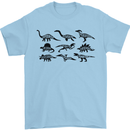 Dinosaur Types T-Rex Stegosaurus Triceratops Mens T-Shirt 100% Cotton Light Blue