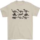 Dinosaur Types T-Rex Stegosaurus Triceratops Mens T-Shirt 100% Cotton Sand