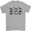 Dinosaur Types T-Rex Stegosaurus Triceratops Mens T-Shirt 100% Cotton Sports Grey