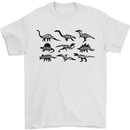 Dinosaur Types T-Rex Stegosaurus Triceratops Mens T-Shirt 100% Cotton White