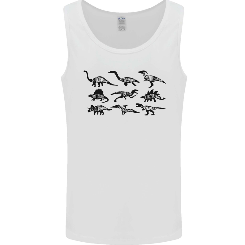 Dinosaur Types T-Rex Stegosaurus Triceratops Mens Vest Tank Top White