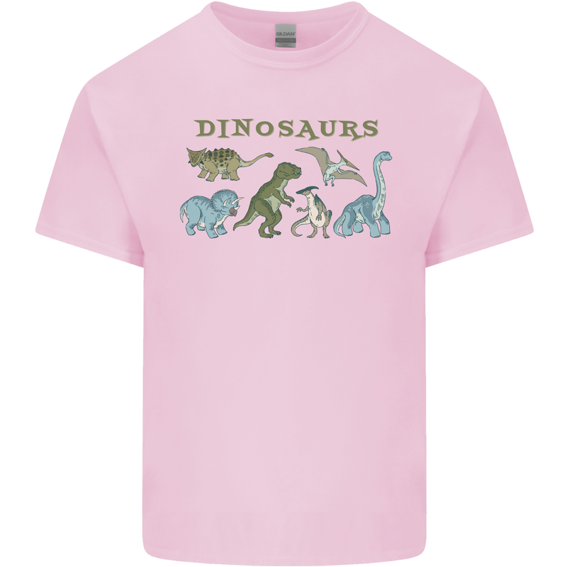 Dinosaurs T-Rex Triceratops Pteranodon Kids T-Shirt Childrens Light Pink