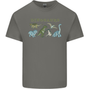 Dinosaurs T-Rex Triceratops Pteranodon Mens Cotton T-Shirt Tee Top Charcoal