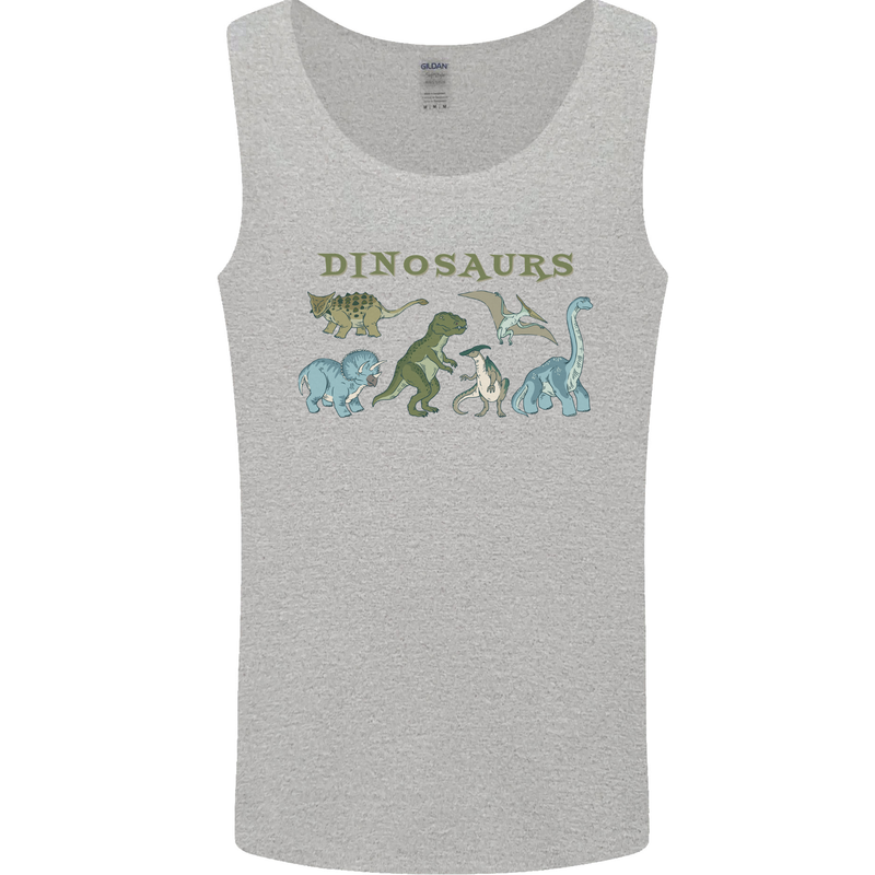 Dinosaurs T-Rex Triceratops Pteranodon Mens Vest Tank Top Sports Grey