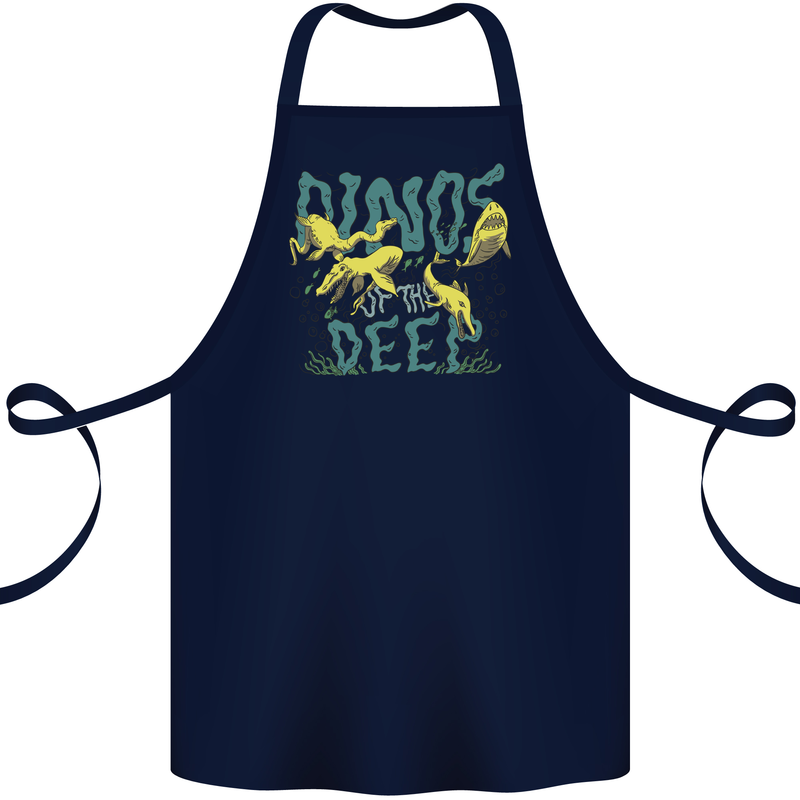 Dinosaurs of the Deep Megladon Tylosaurus Cotton Apron 100% Organic Navy Blue