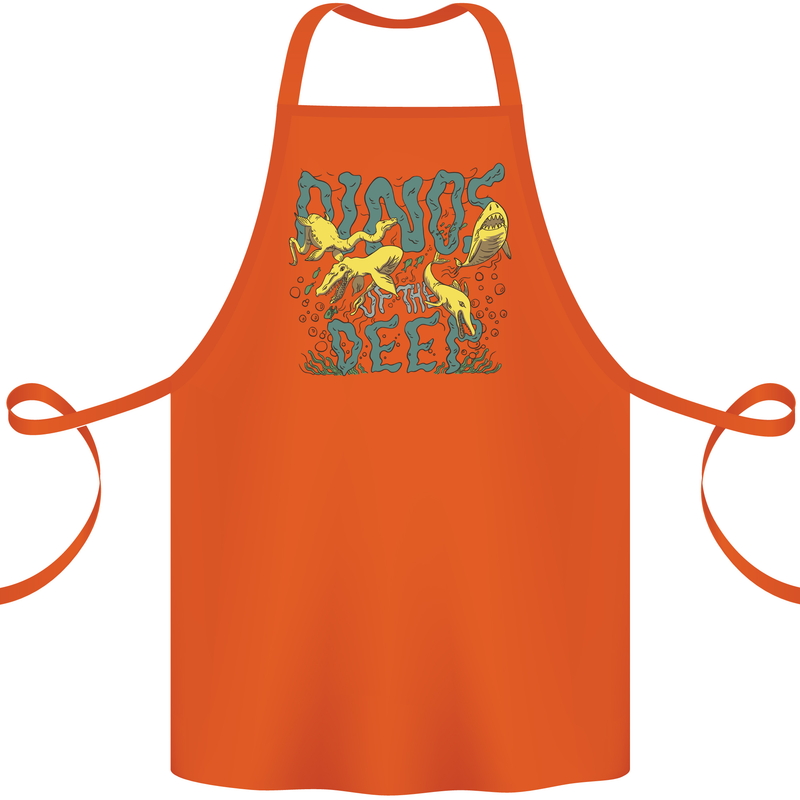 Dinosaurs of the Deep Megladon Tylosaurus Cotton Apron 100% Organic Orange
