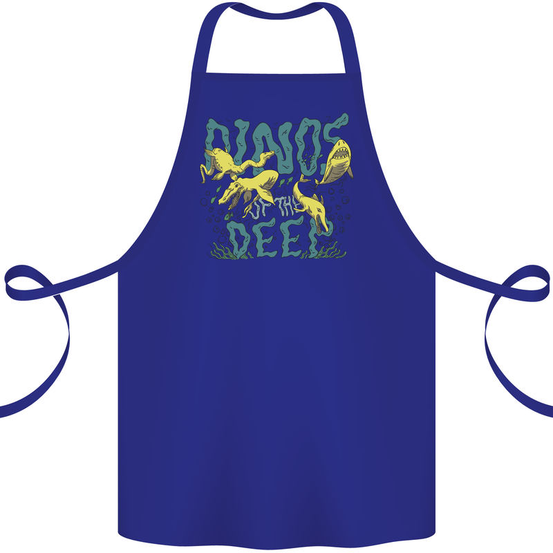 Dinosaurs of the Deep Megladon Tylosaurus Cotton Apron 100% Organic Royal Blue