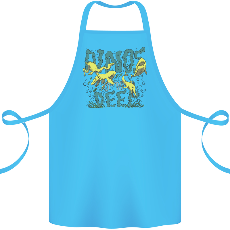 Dinosaurs of the Deep Megladon Tylosaurus Cotton Apron 100% Organic Turquoise