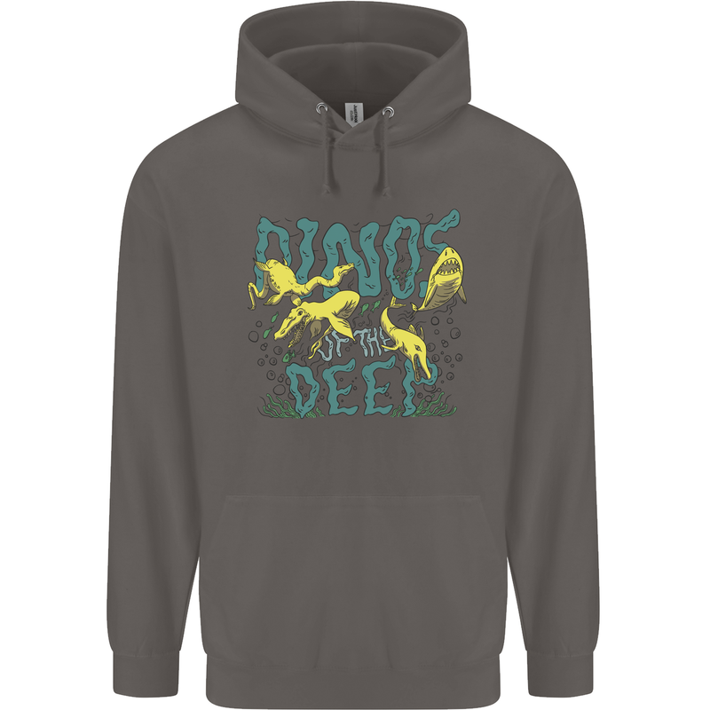 Dinosaurs of the Deep Megladon Tylosaurus Mens 80% Cotton Hoodie Charcoal