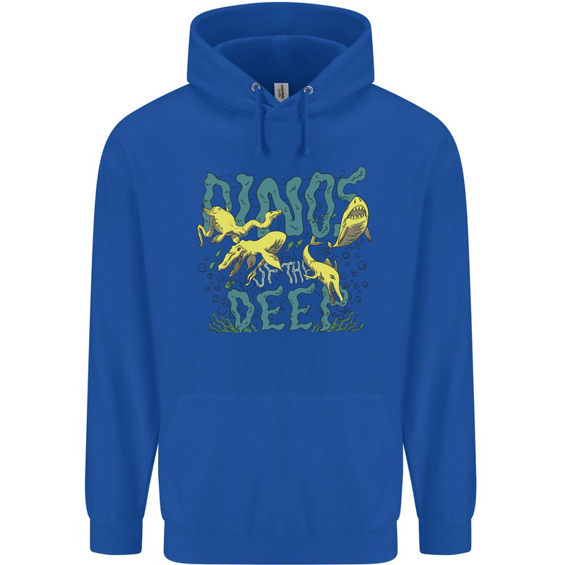 Dinosaurs of the Deep Megladon Tylosaurus Mens 80% Cotton Hoodie Royal Blue