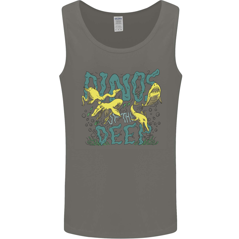 Dinosaurs of the Deep Megladon Tylosaurus Mens Vest Tank Top Charcoal