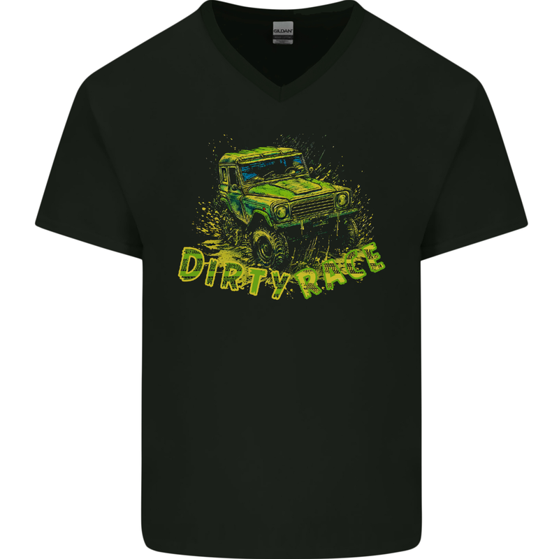 Dirty Race 4X4 Off Roading Mens V-Neck Cotton T-Shirt Black