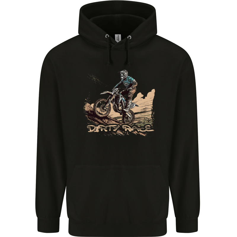 Dirty Race Motocross MotoX Dirt Bike Childrens Kids Hoodie Black
