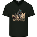 Dirty Race Motocross MotoX Dirt Bike Mens V-Neck Cotton T-Shirt Black