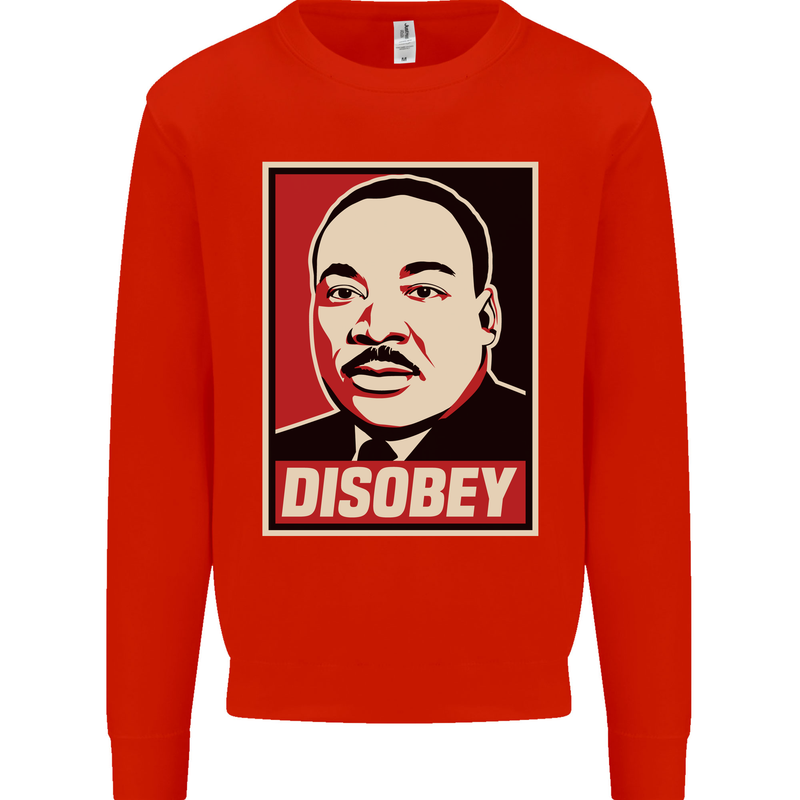 Disobey Martin Luther King Black Lives Matter Kids Sweatshirt Jumper Bright Red