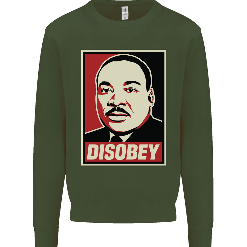 Disobey Martin Luther King Black Lives Matter Kids Sweatshirt Jumper Forest Green