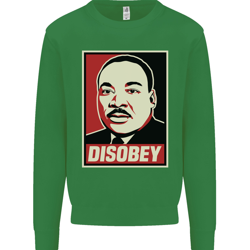 Disobey Martin Luther King Black Lives Matter Kids Sweatshirt Jumper Irish Green