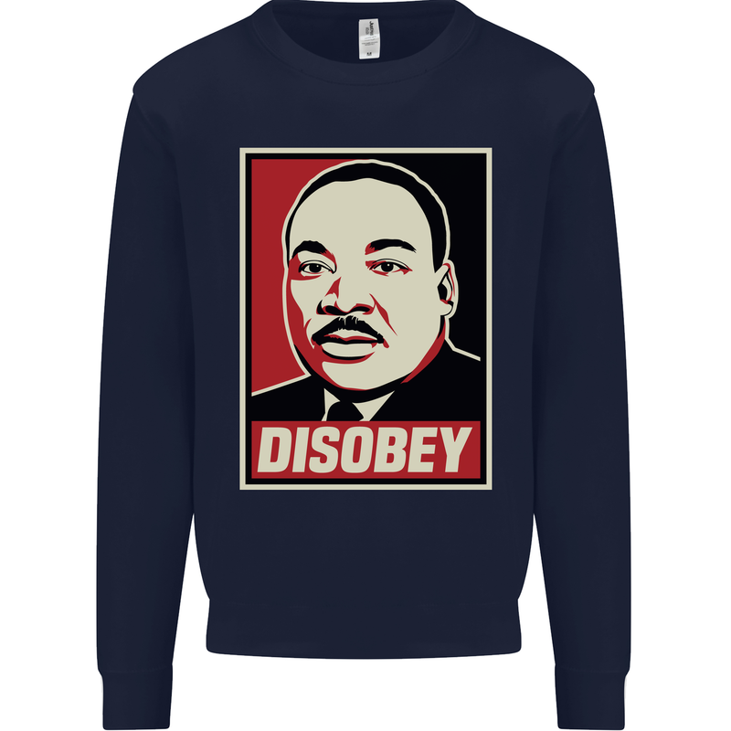 Disobey Martin Luther King Black Lives Matter Kids Sweatshirt Jumper Navy Blue