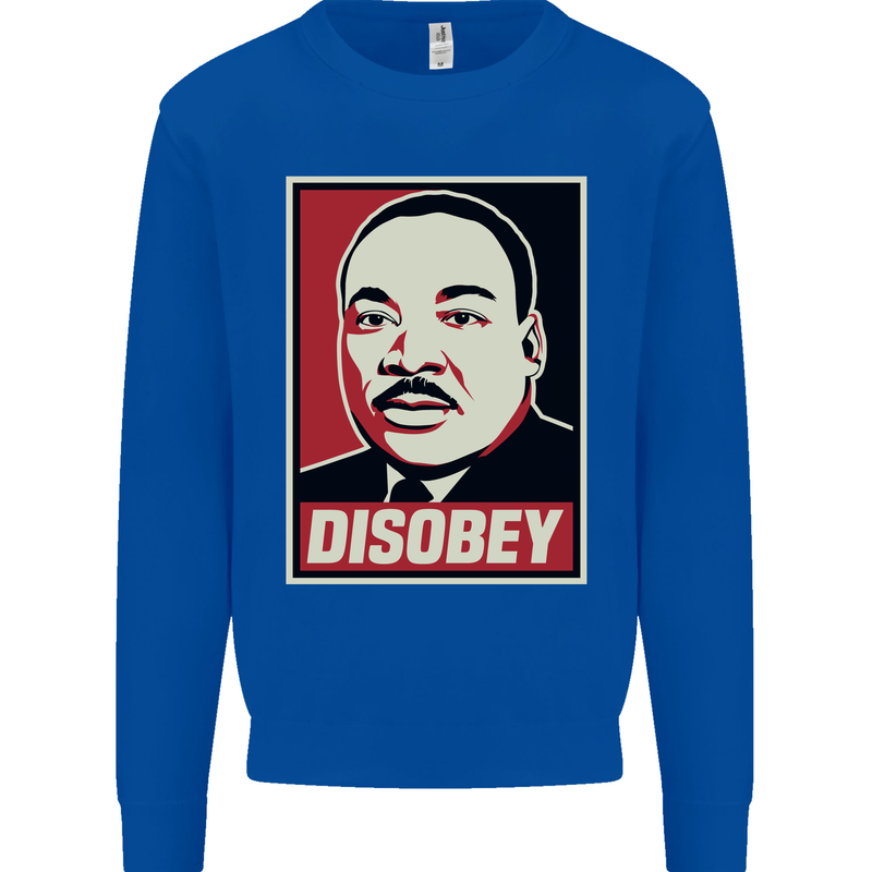 Disobey Martin Luther King Black Lives Matter Kids Sweatshirt Jumper Royal Blue