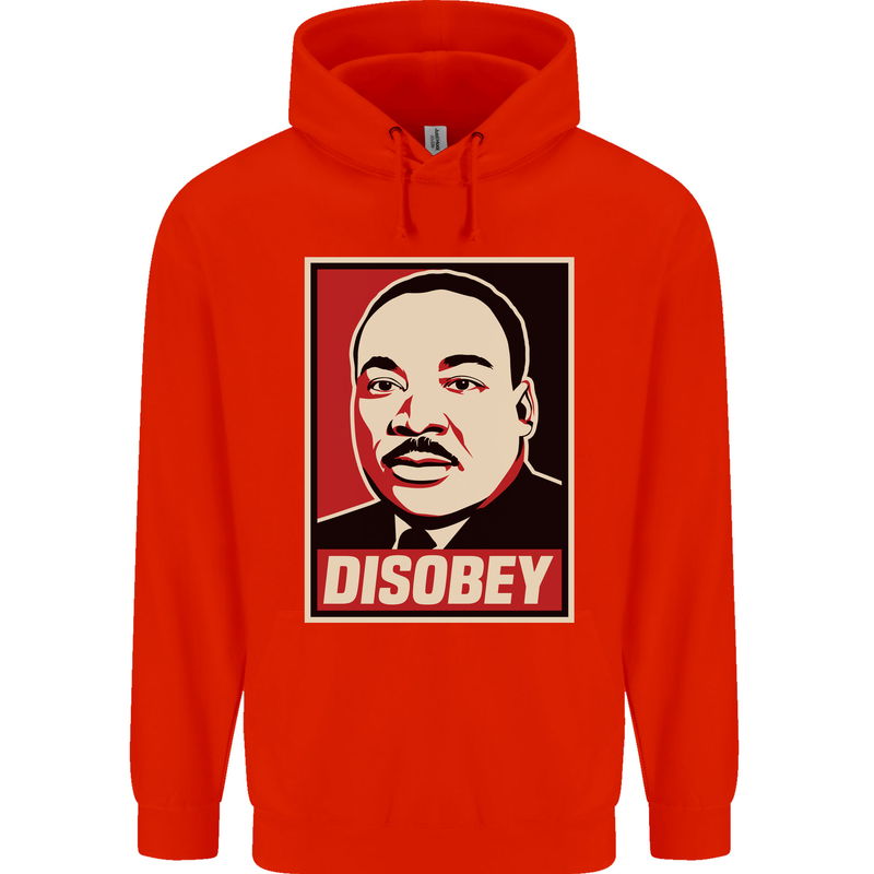 Disobey Martin Luther King Black Lives Matter Mens 80% Cotton Hoodie Bright Red